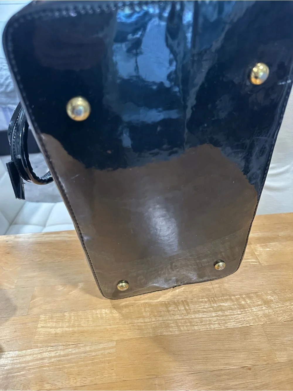 Black Patent Leather Purse with Gold Hardware with dark purple NWT wallet